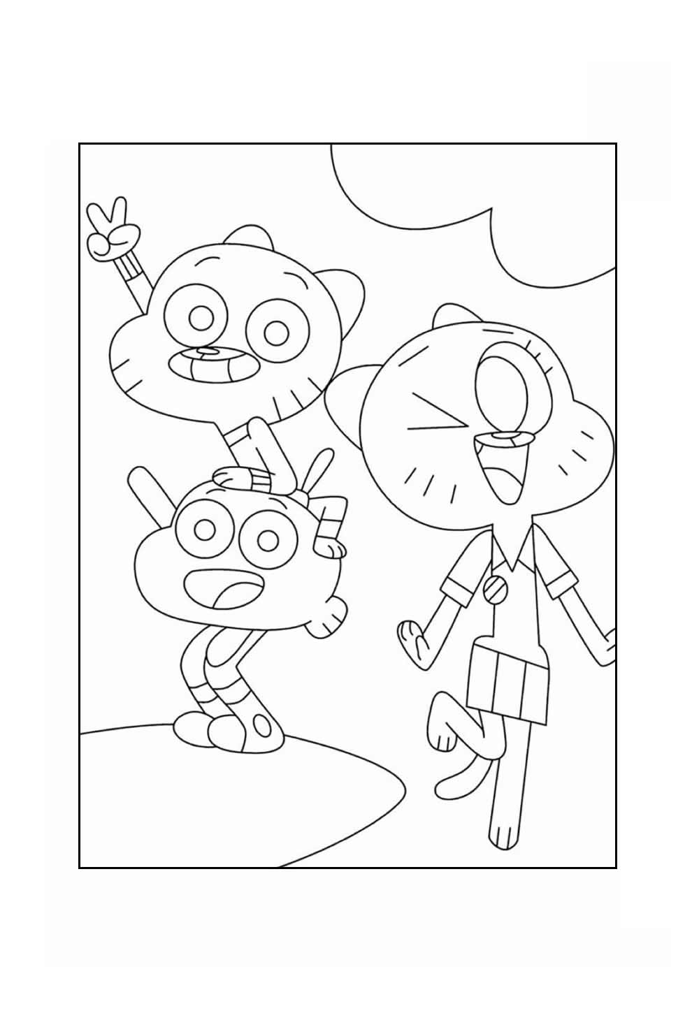 Desenho do Incrível Mundo de Gumball para pintar