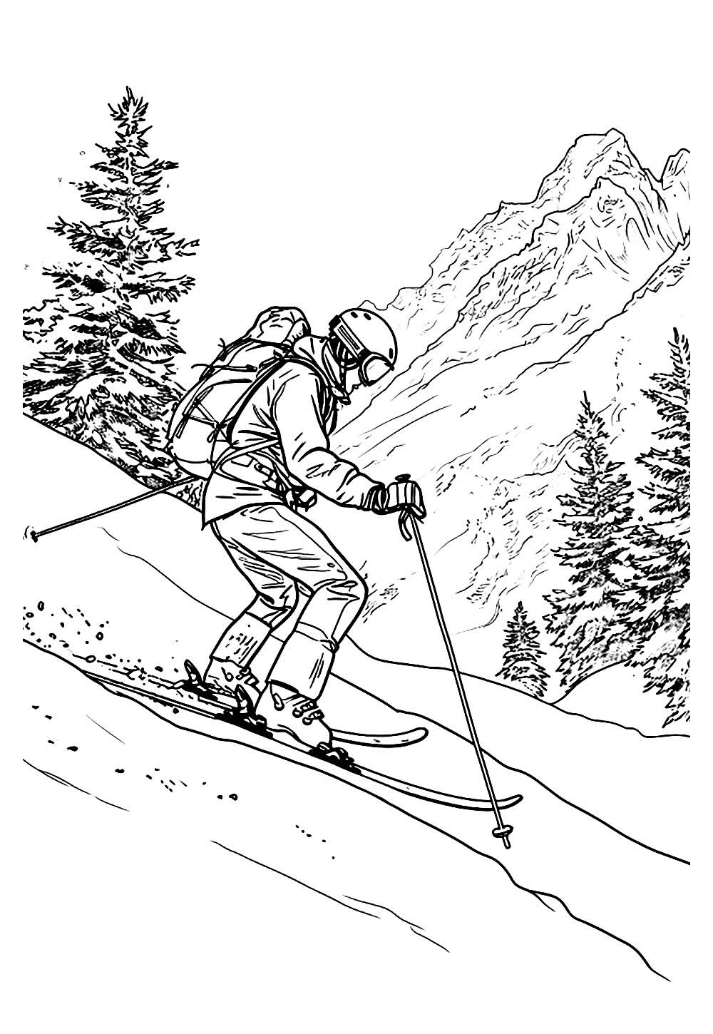 Desenho de Ski para colorir