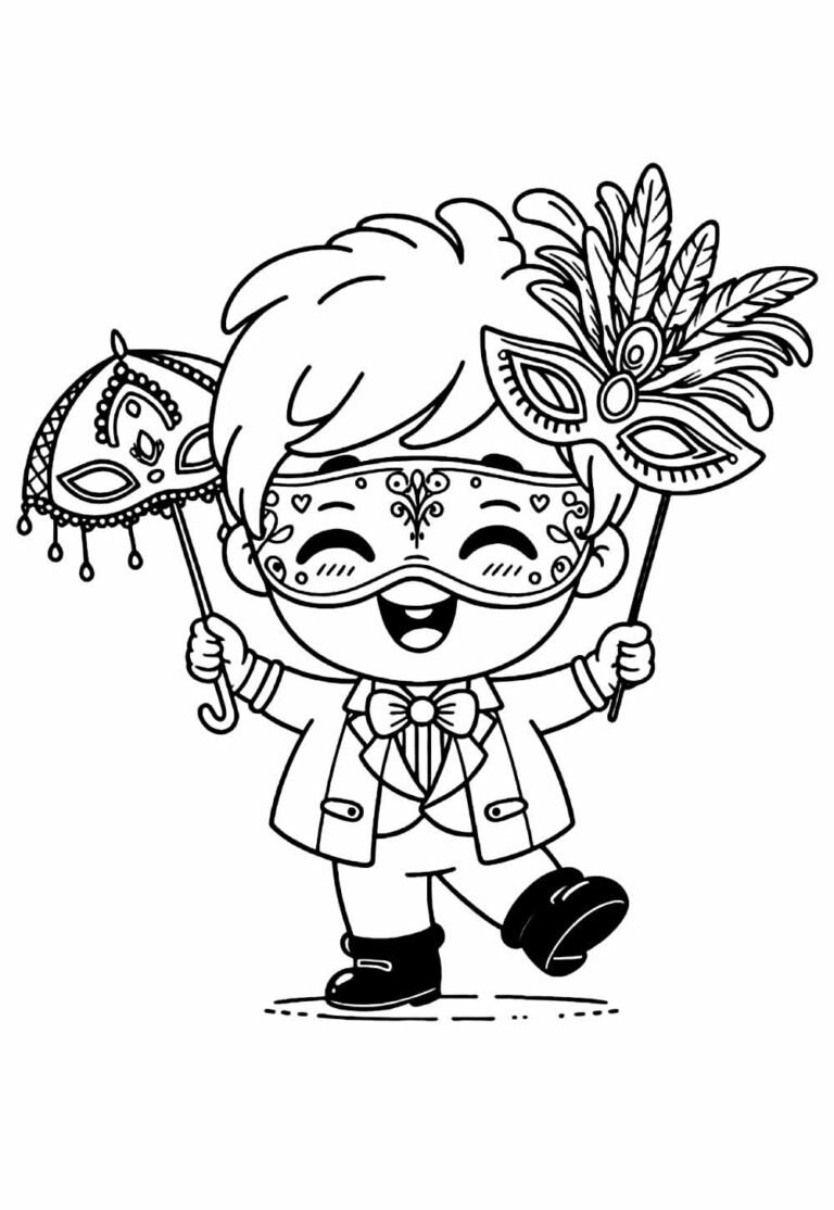 Desenhos de Carnaval Fácil para colorir - Bora Colorir