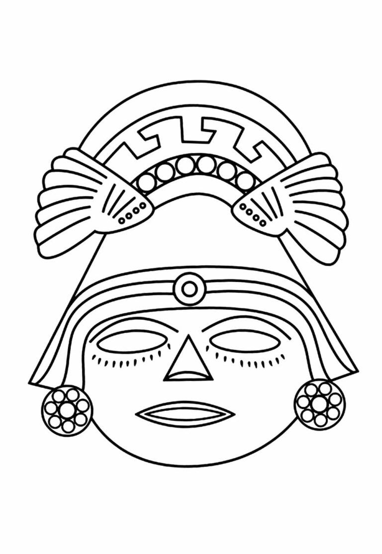 Desenhos de Máscaras Indígenas para colorir - Bora Colorir