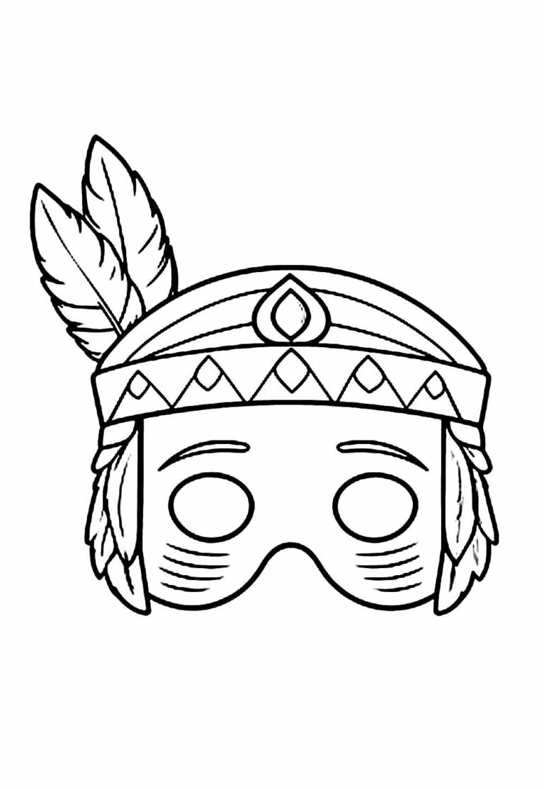 Desenhos de Máscaras Indígenas para colorir - Bora Colorir