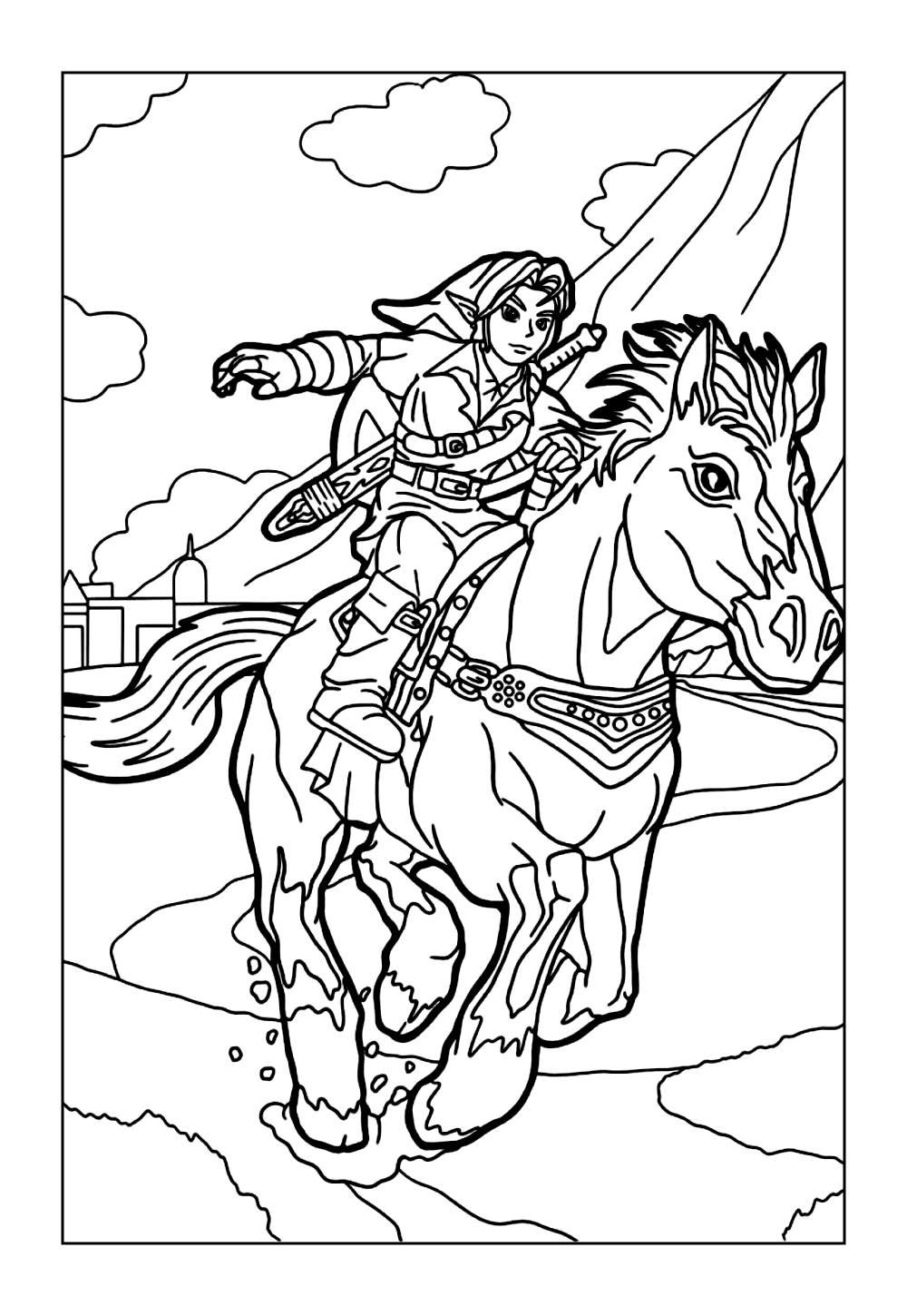 Desenho de Zelda para pintar