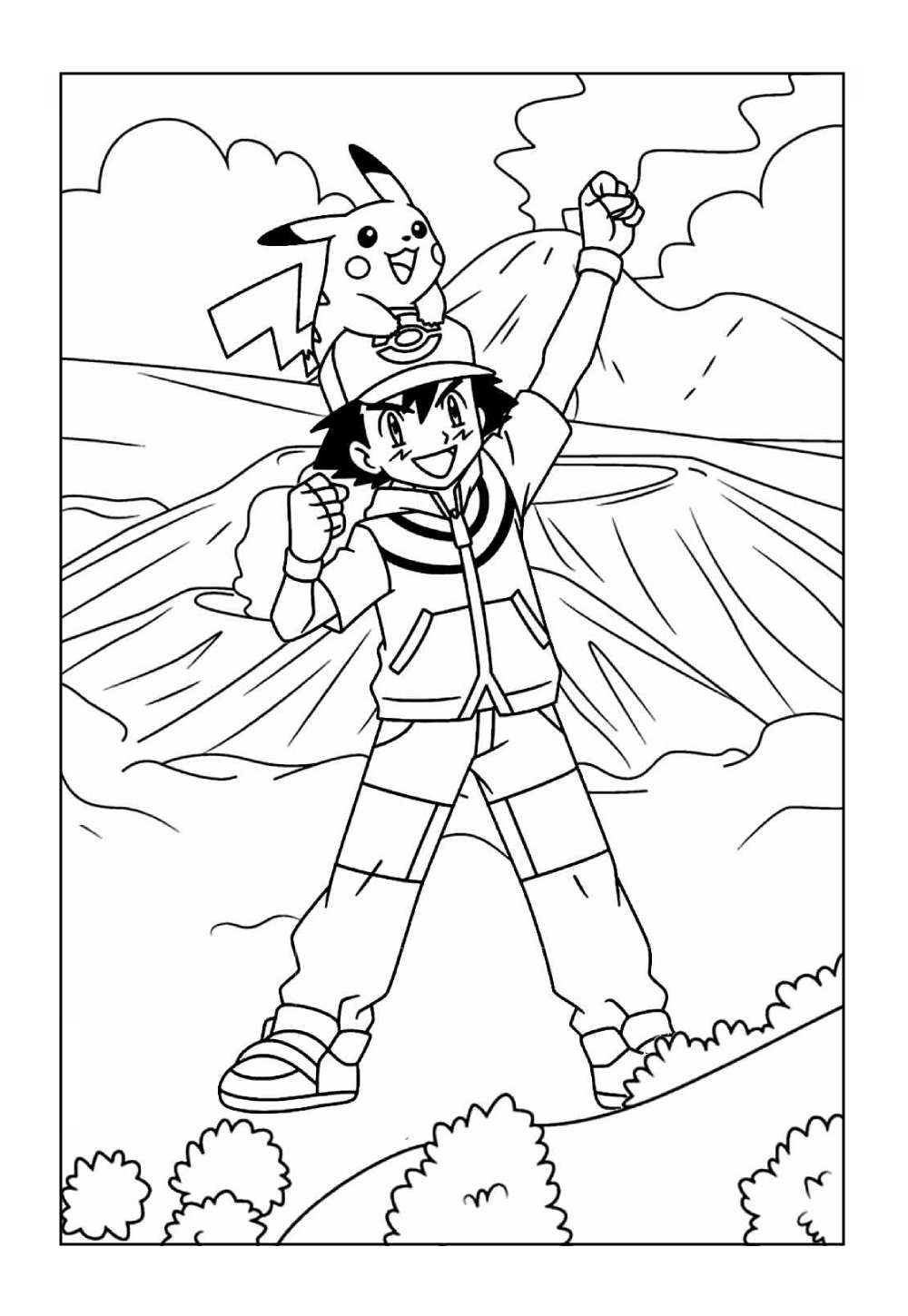 Desenho de Pokémon - Ash e Pikachu