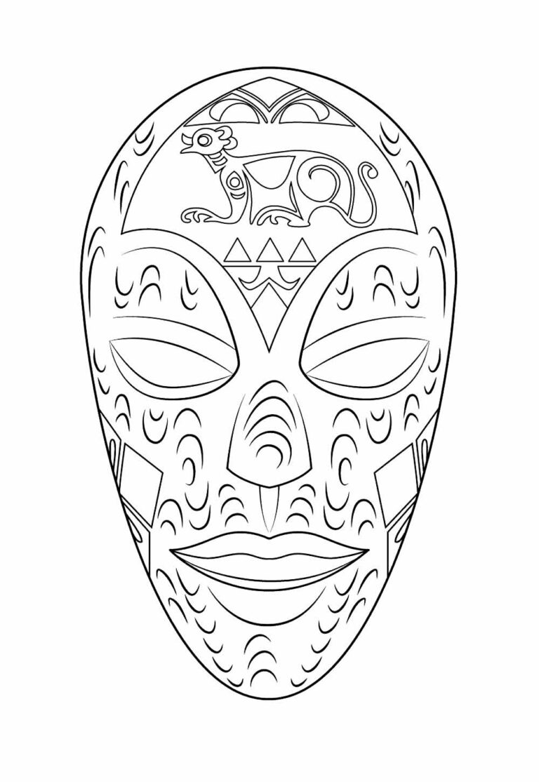 Desenhos de Máscaras Africanas para colorir - Bora Colorir