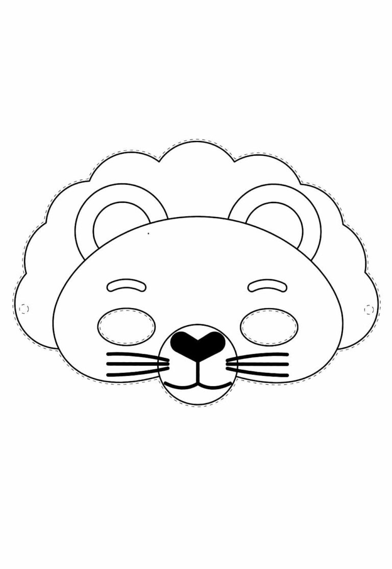 Máscaras de Leão para colorir e imprimir - Bora Colorir