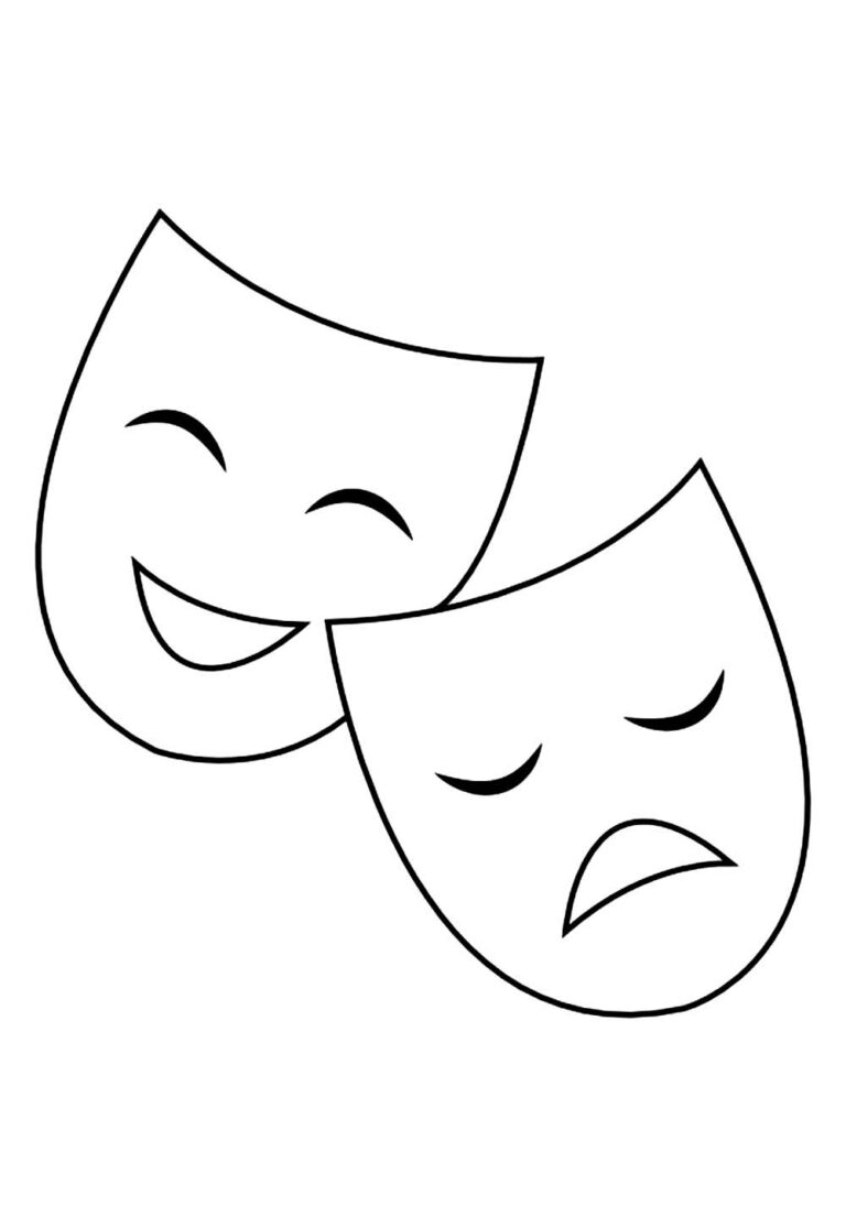 Máscaras de Teatro para colorir e imprimir - Bora Colorir