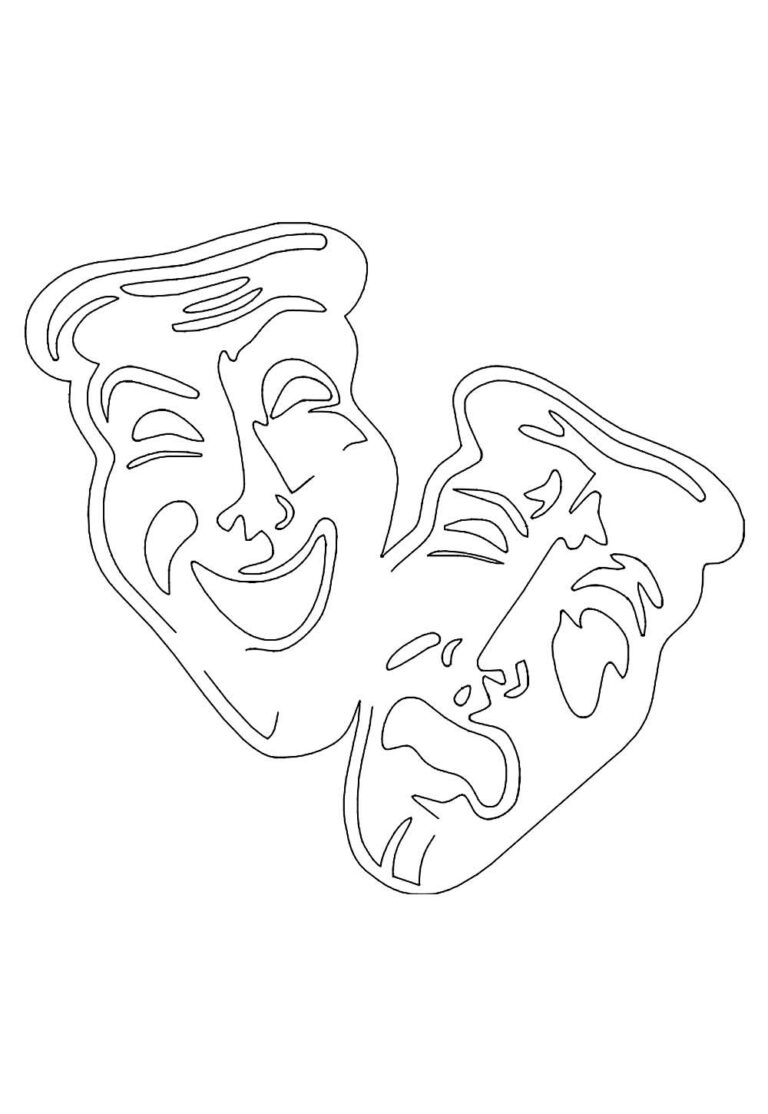 Máscaras de Teatro para colorir e imprimir - Bora Colorir