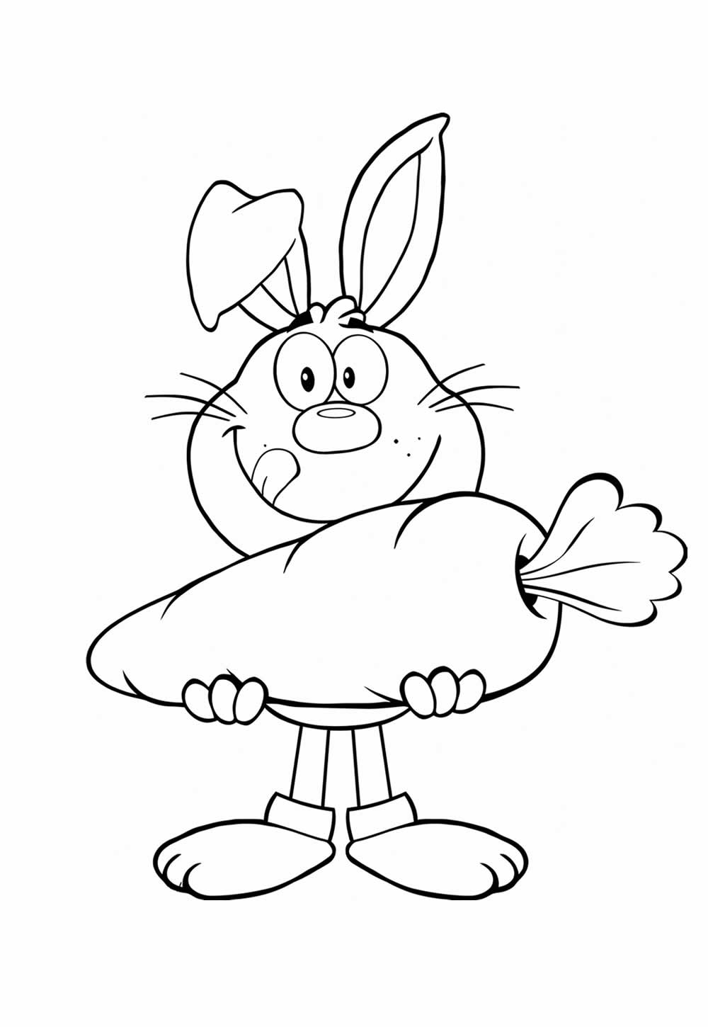 Desenho de Coelho de Páscoa com Cenoura para pintar