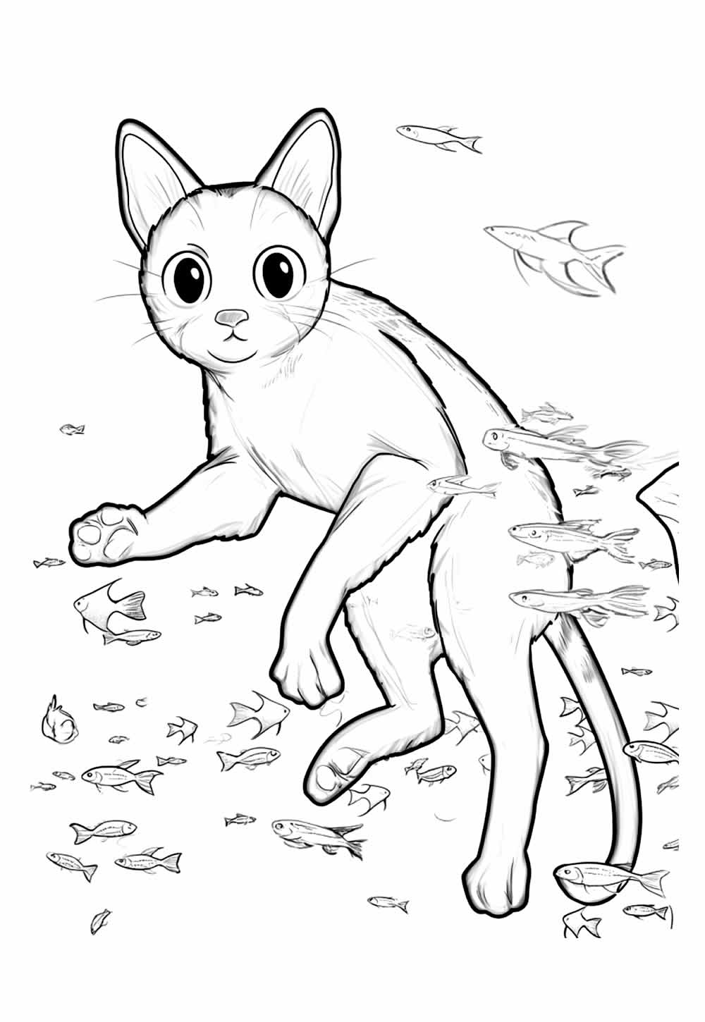 Desenho do Gatinho Flow para pintar
