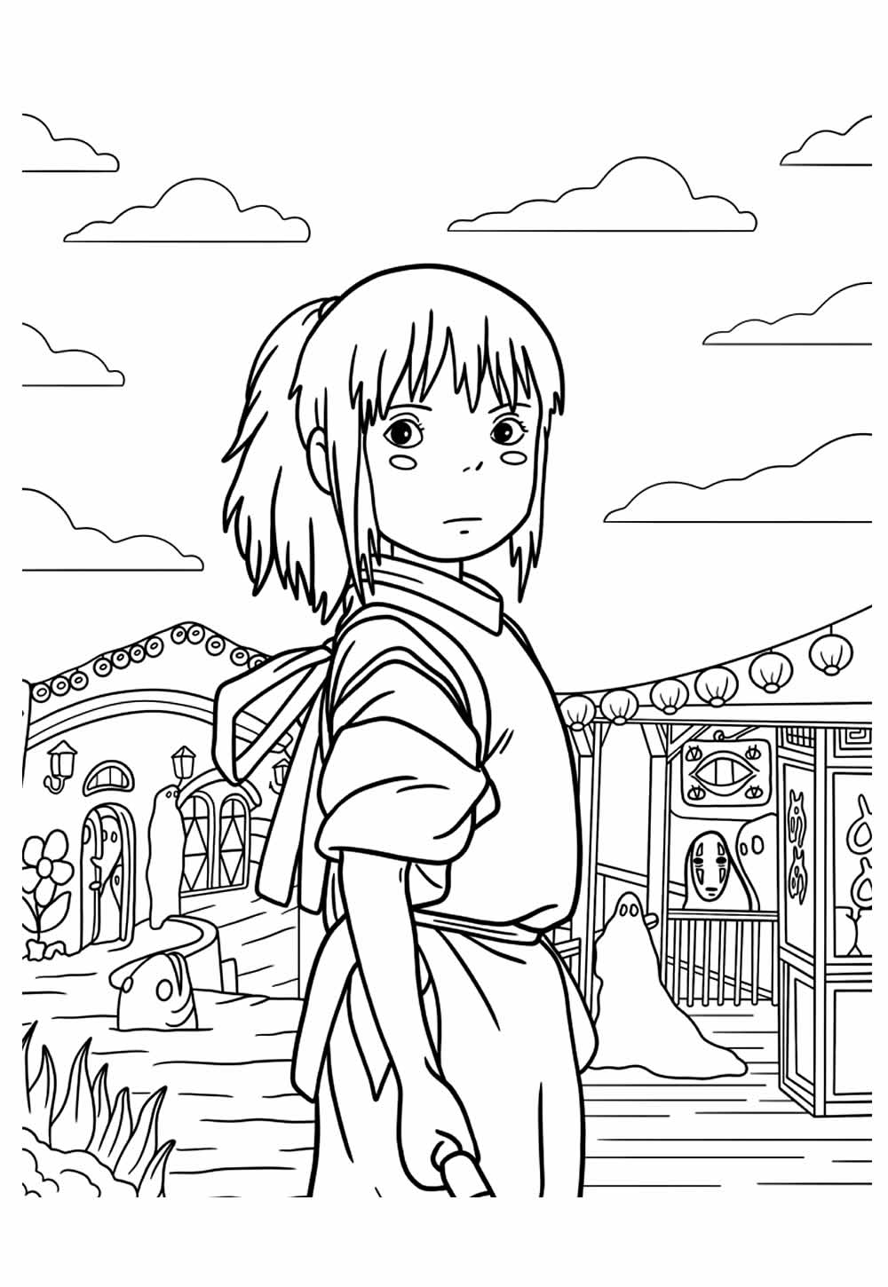 Desenho de Studio Ghibli para colorir