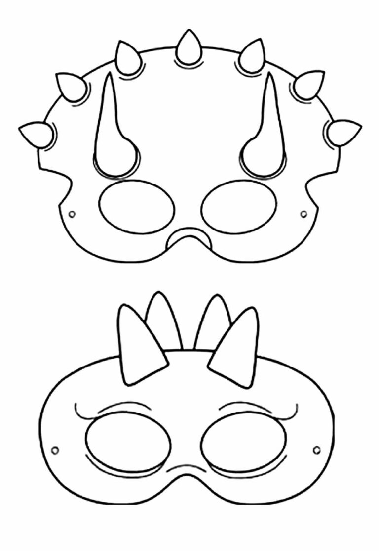 Máscaras de Dinossauro para colorir e imprimir - Bora Colorir