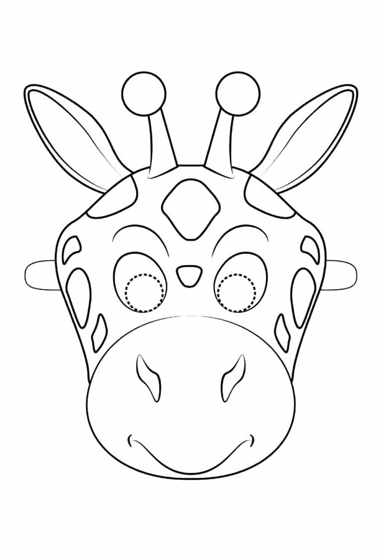 Máscaras de Girafa para colorir e imprimir - Bora Colorir