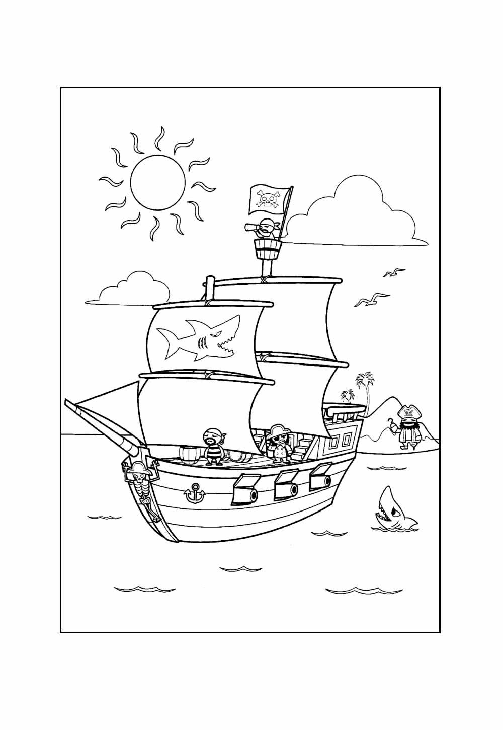 Desenho de Navio Pirata para colorir