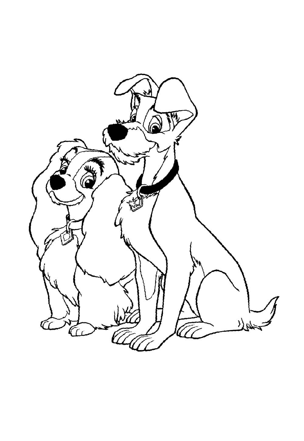 Desenho para colorir de A Dama e o Vagabundo