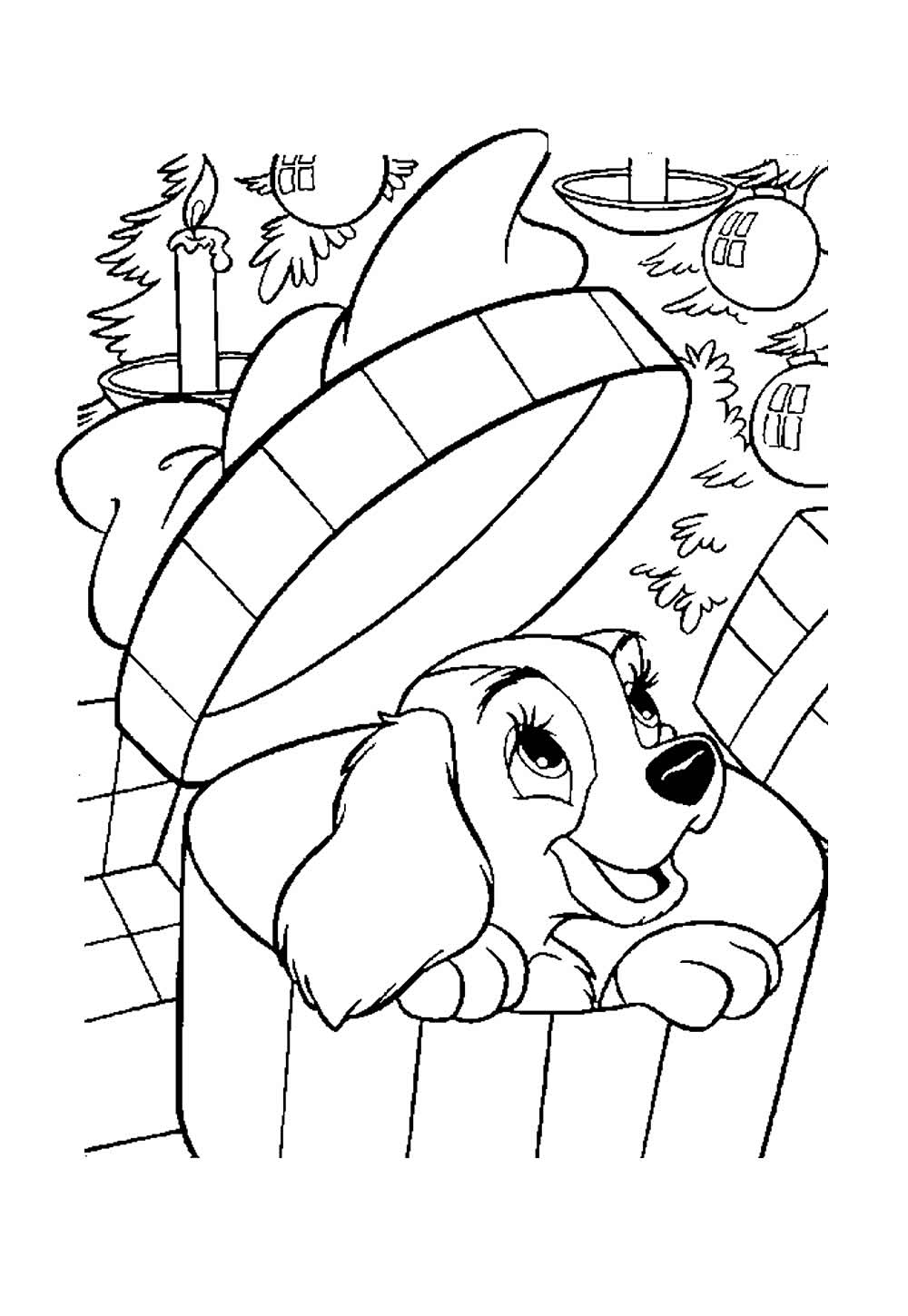 Desenho para pintar de A Dama e o Vagabundo
