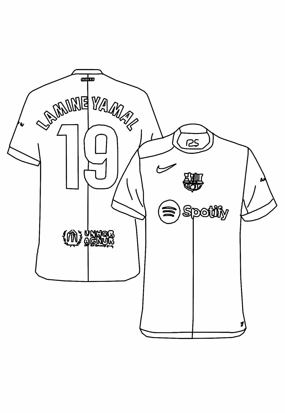 Desenho da Camisa de Lamine Yamal para colorir - Barcelona