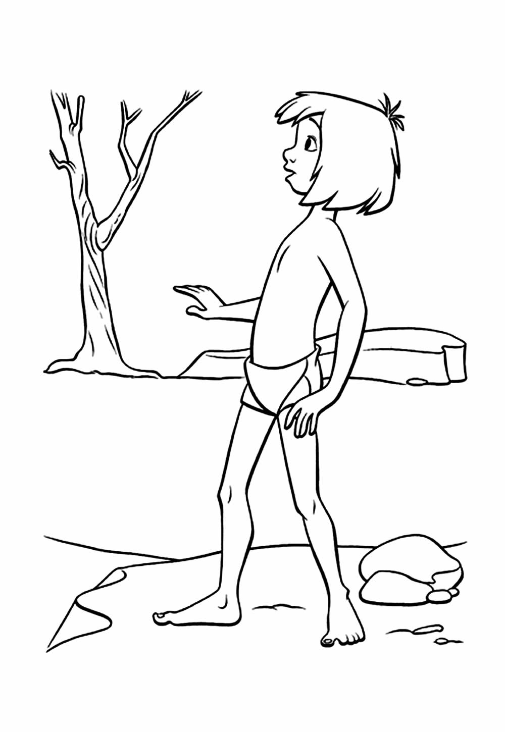 Desenho de Mogli para pintar