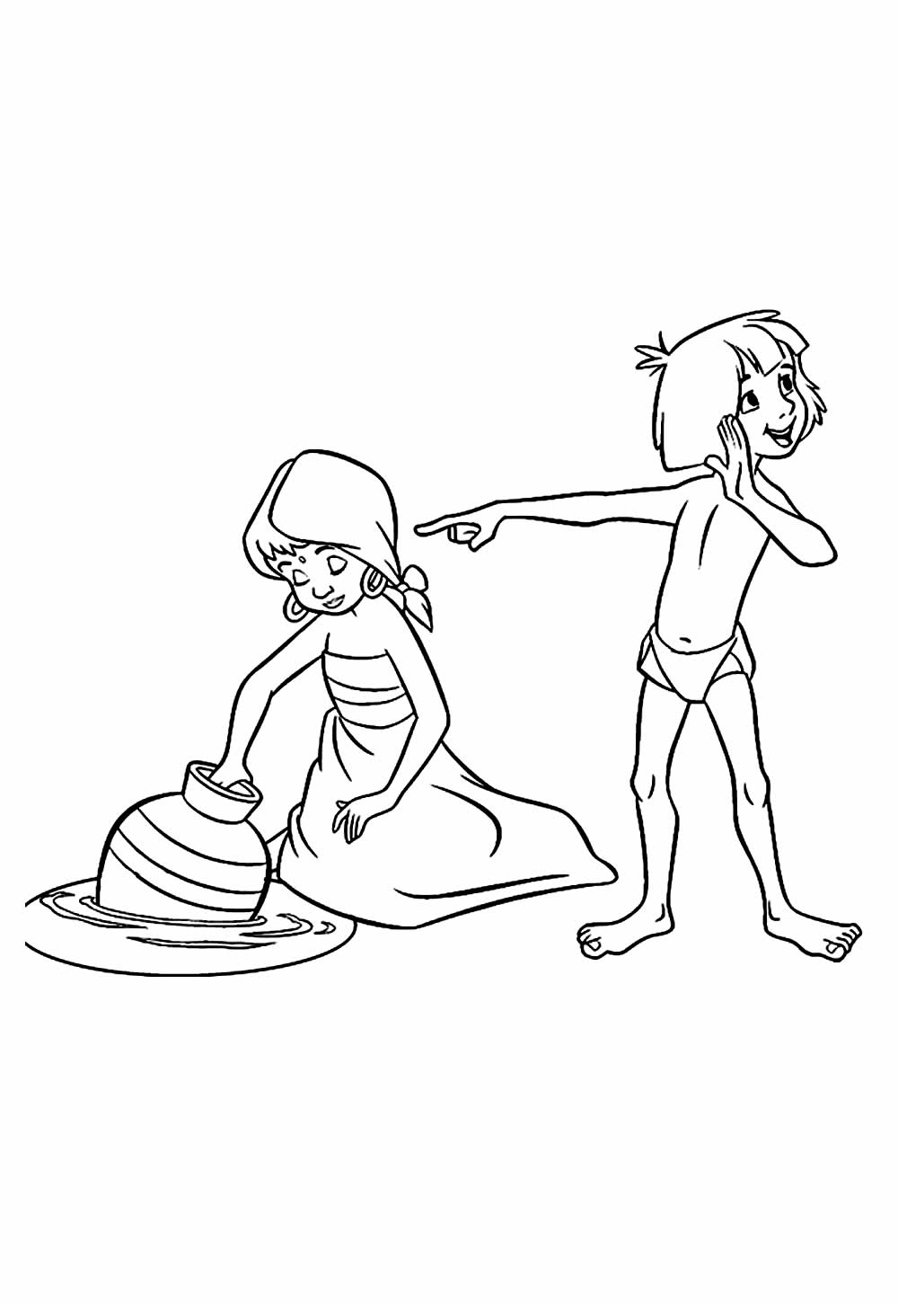 Desenho de Mogli para imprimir e colorir