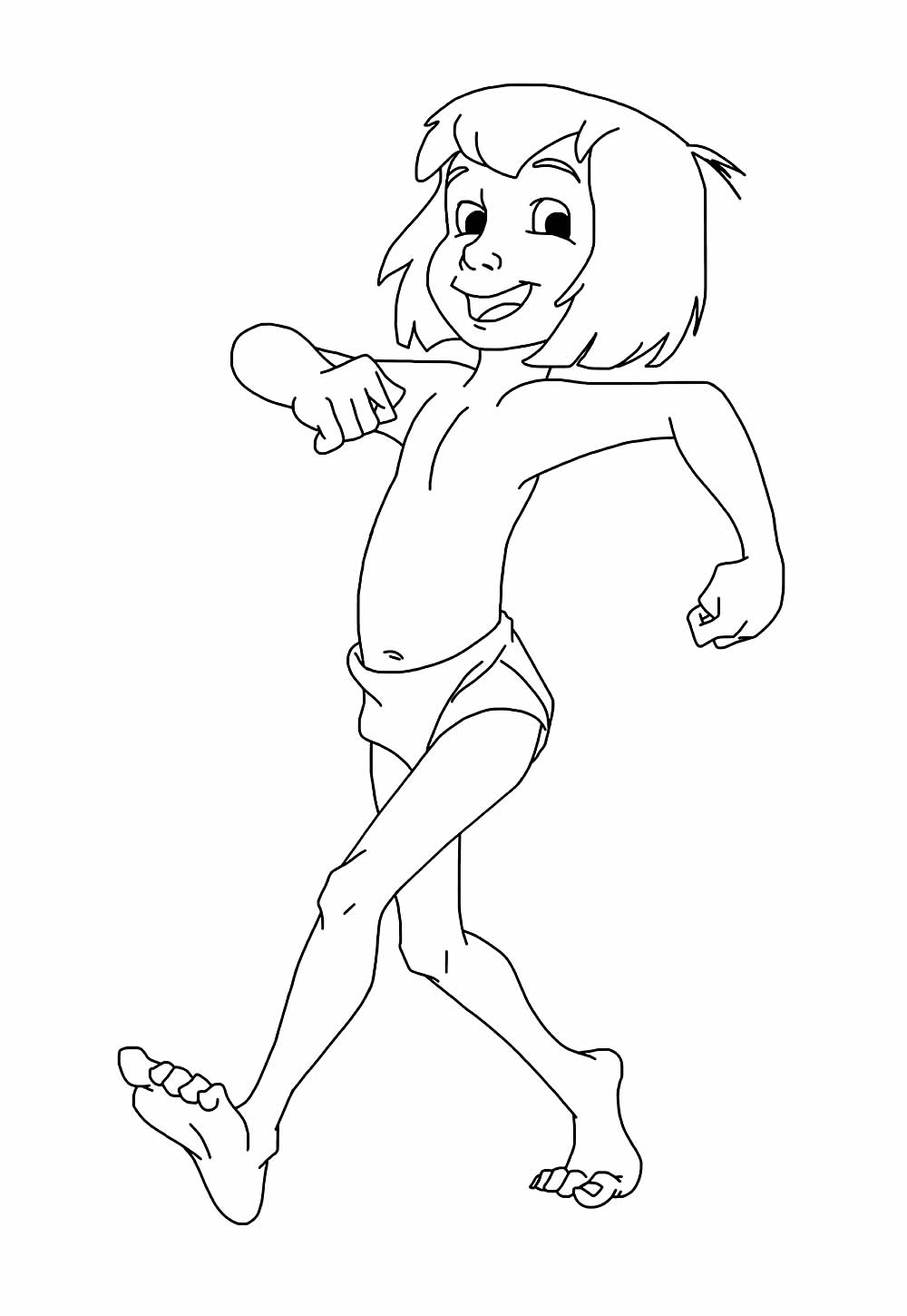 Desenho de Mogli para imprimir e pintar