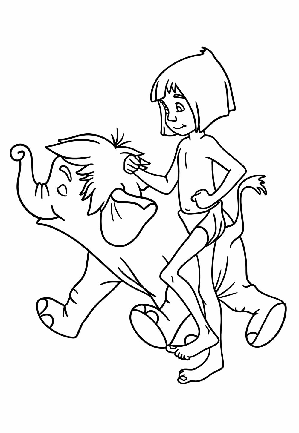 Desenho de Mogli para imprimir e pintar