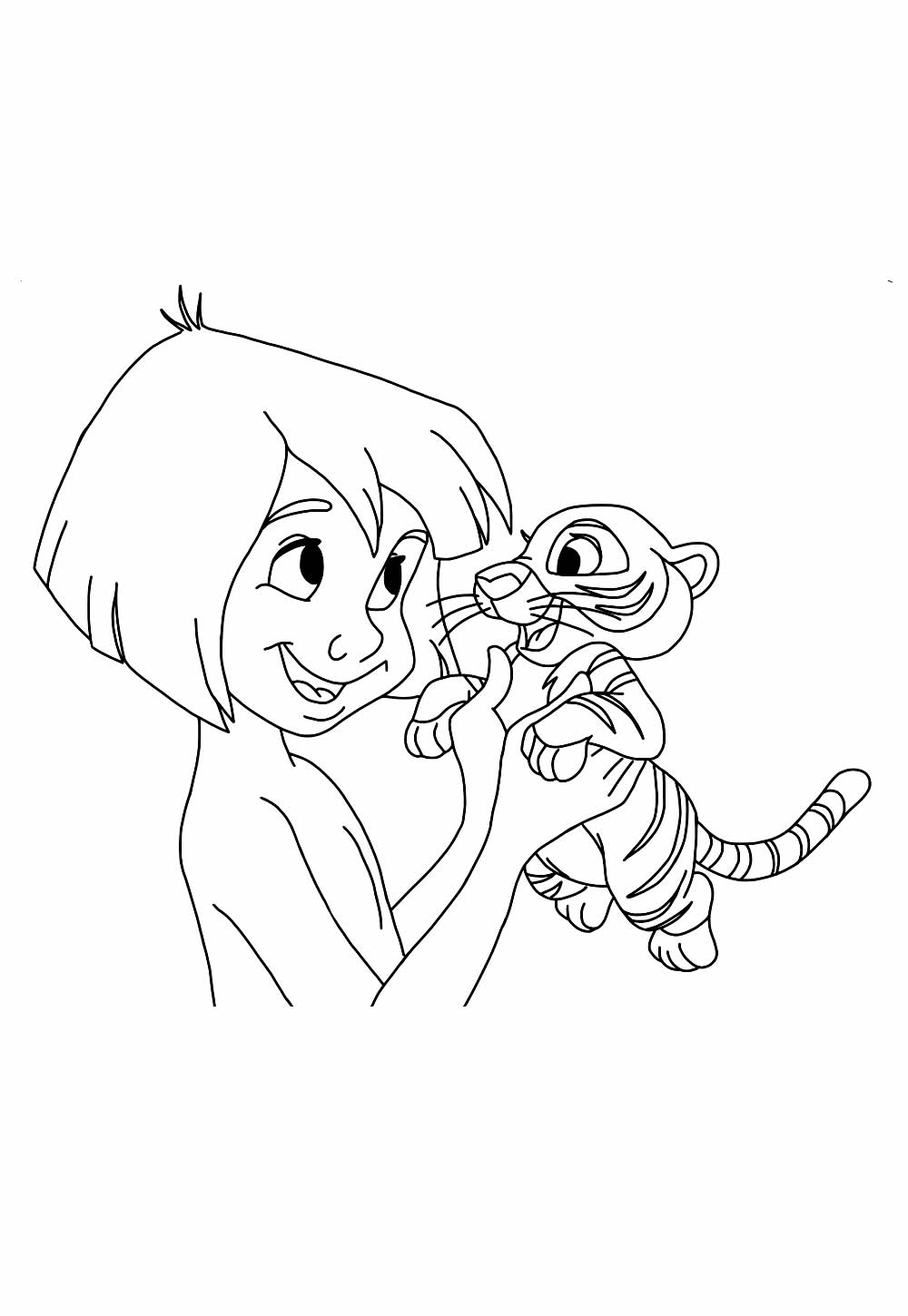 Desenho de Mogli para pintar