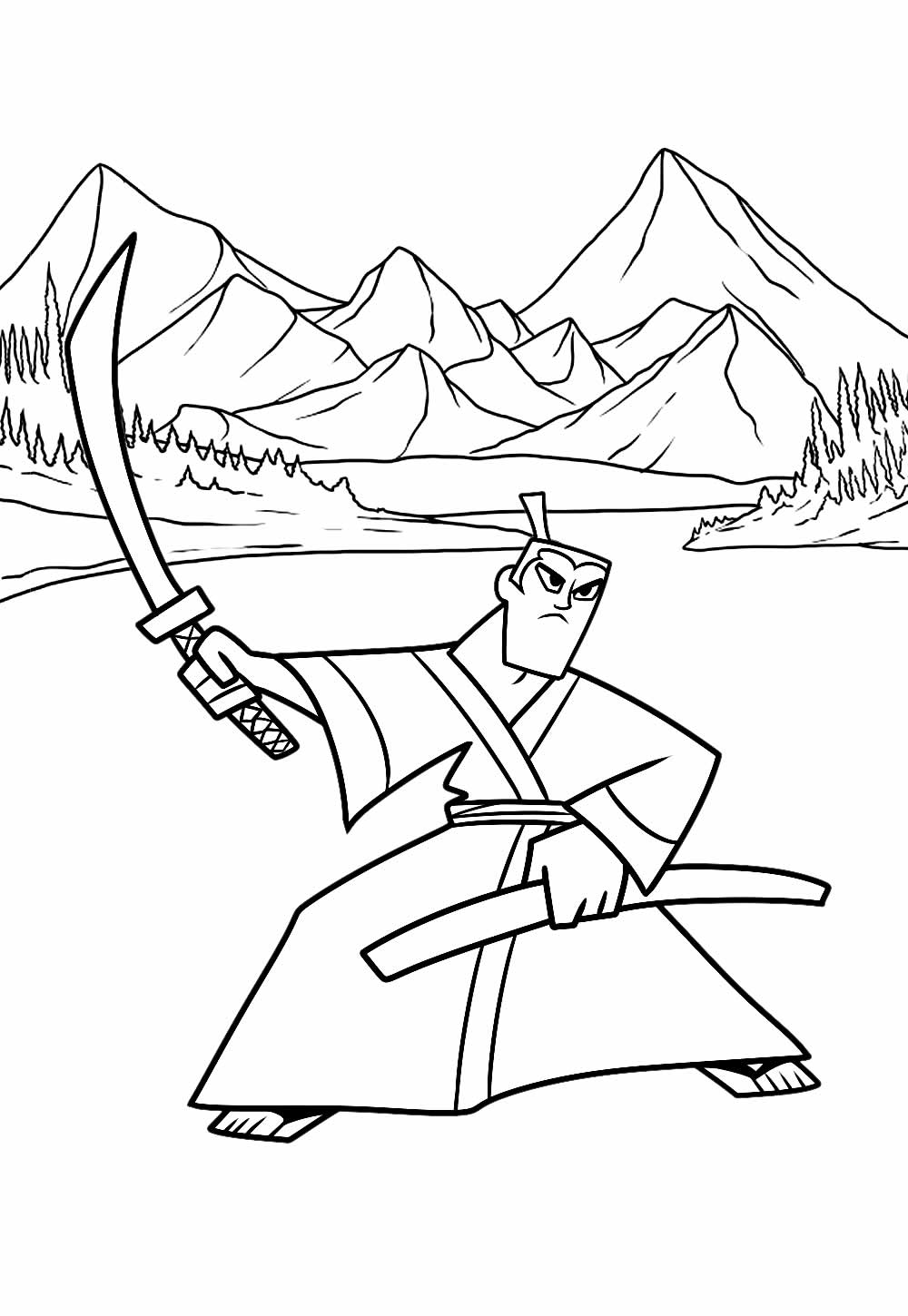 Desenho de Samurai Jack para pintar