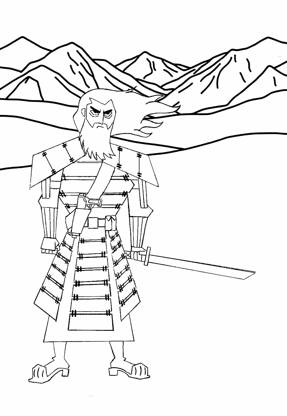 Samurai Jack para imprimir e pintar