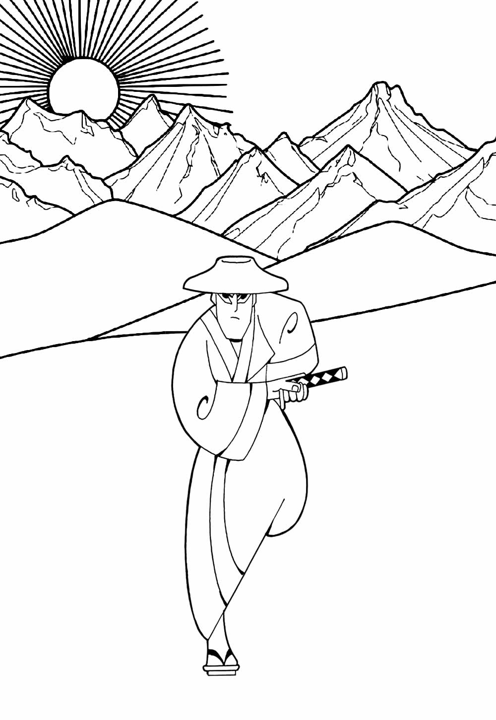 Samurai Jack para imprimir e colorir