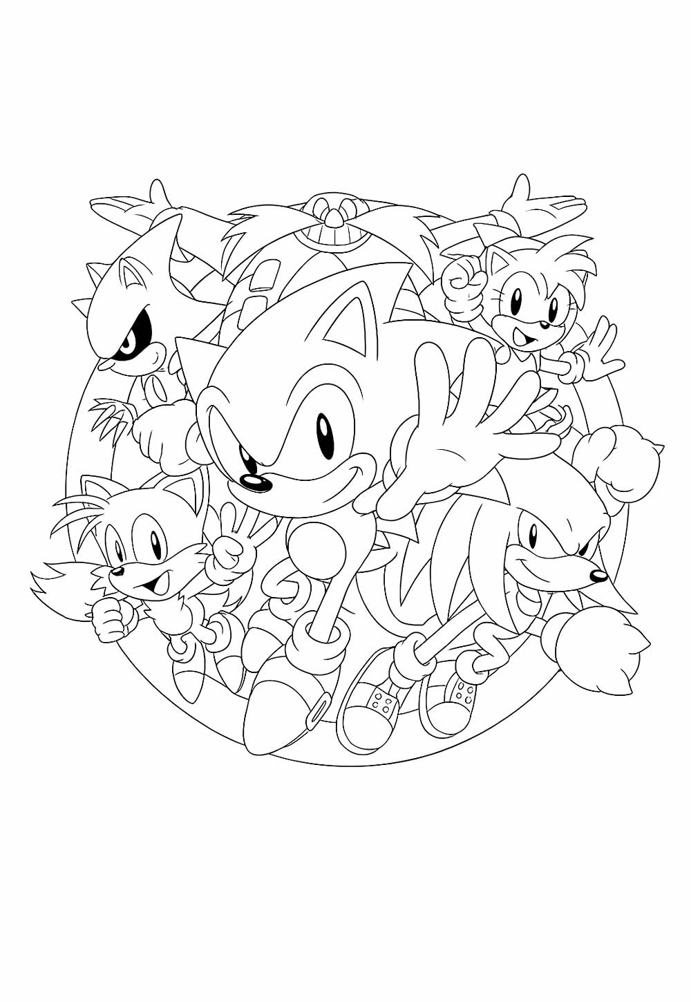 Desenho de Sonic para imprimir e colorir
