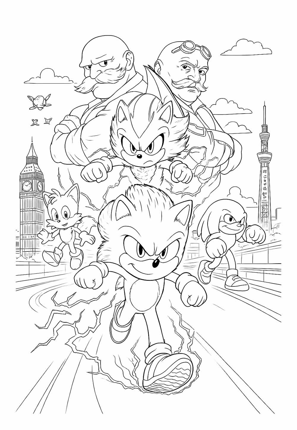 Desenho de Sonic 3 para colorir