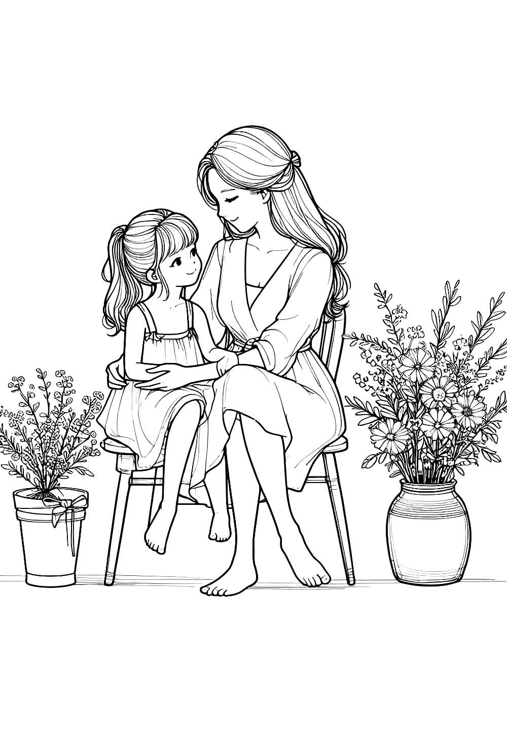 Desenho de Dia das Mães para imprimir e pintar
