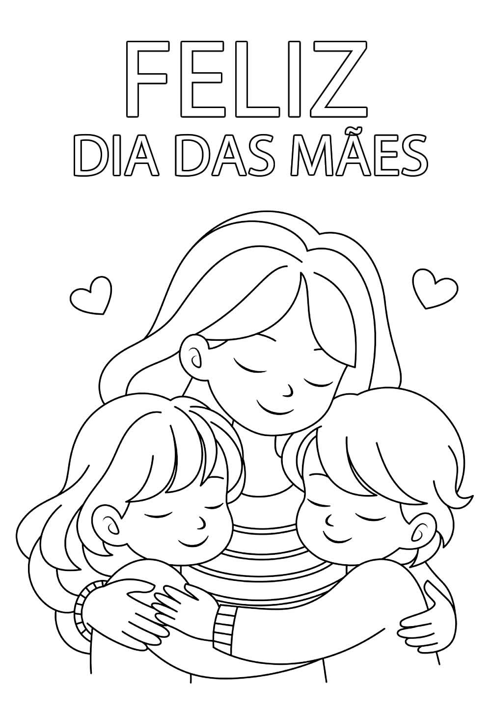 Desenho de Dia das Mães para colorir e pintar
