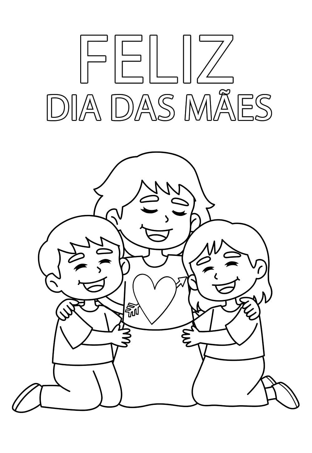 Desenho de Dia das Mães para imprimir e colorir
