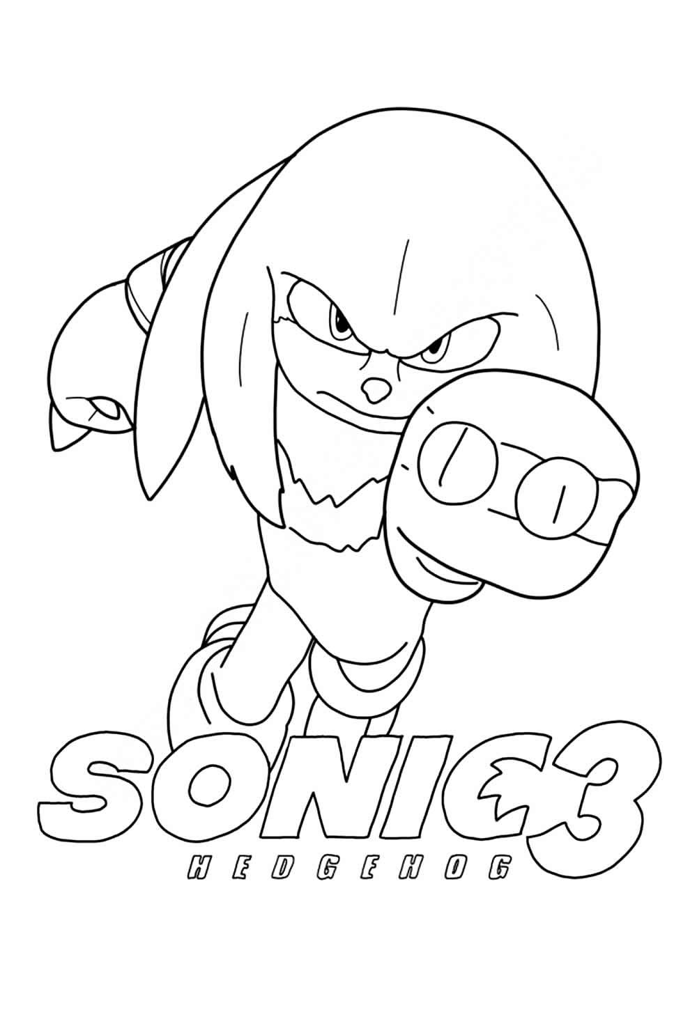 Desenho do Sonic 3 para colorir