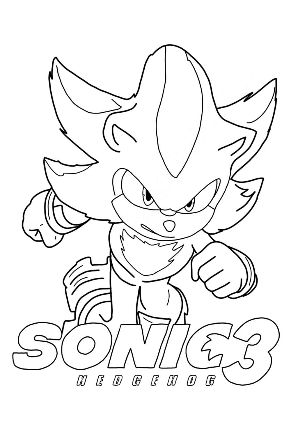 Desenho do Sonic 3 para colorir e pintar