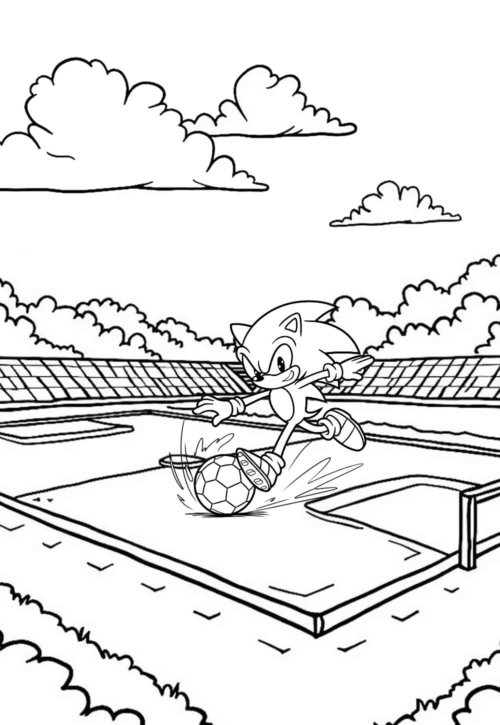Sonic Jogando Futebol para colorir