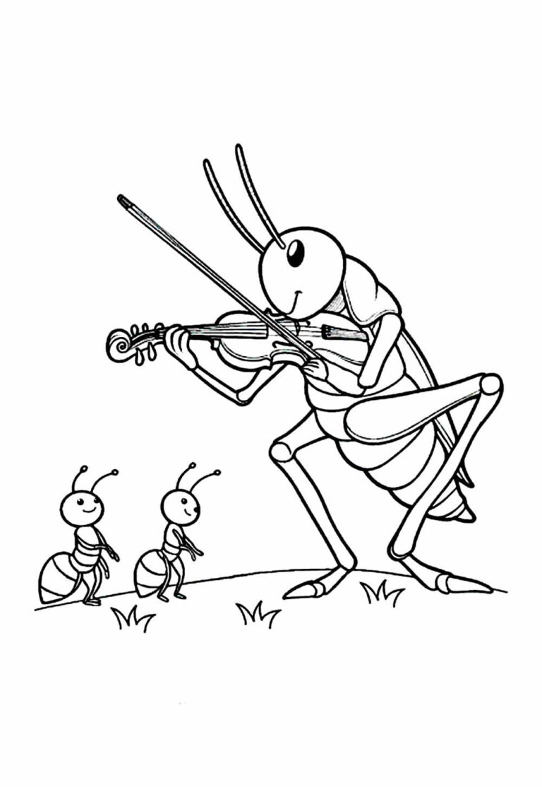 Desenhos da Cigarra e a Formiga para colorir - Bora Colorir
