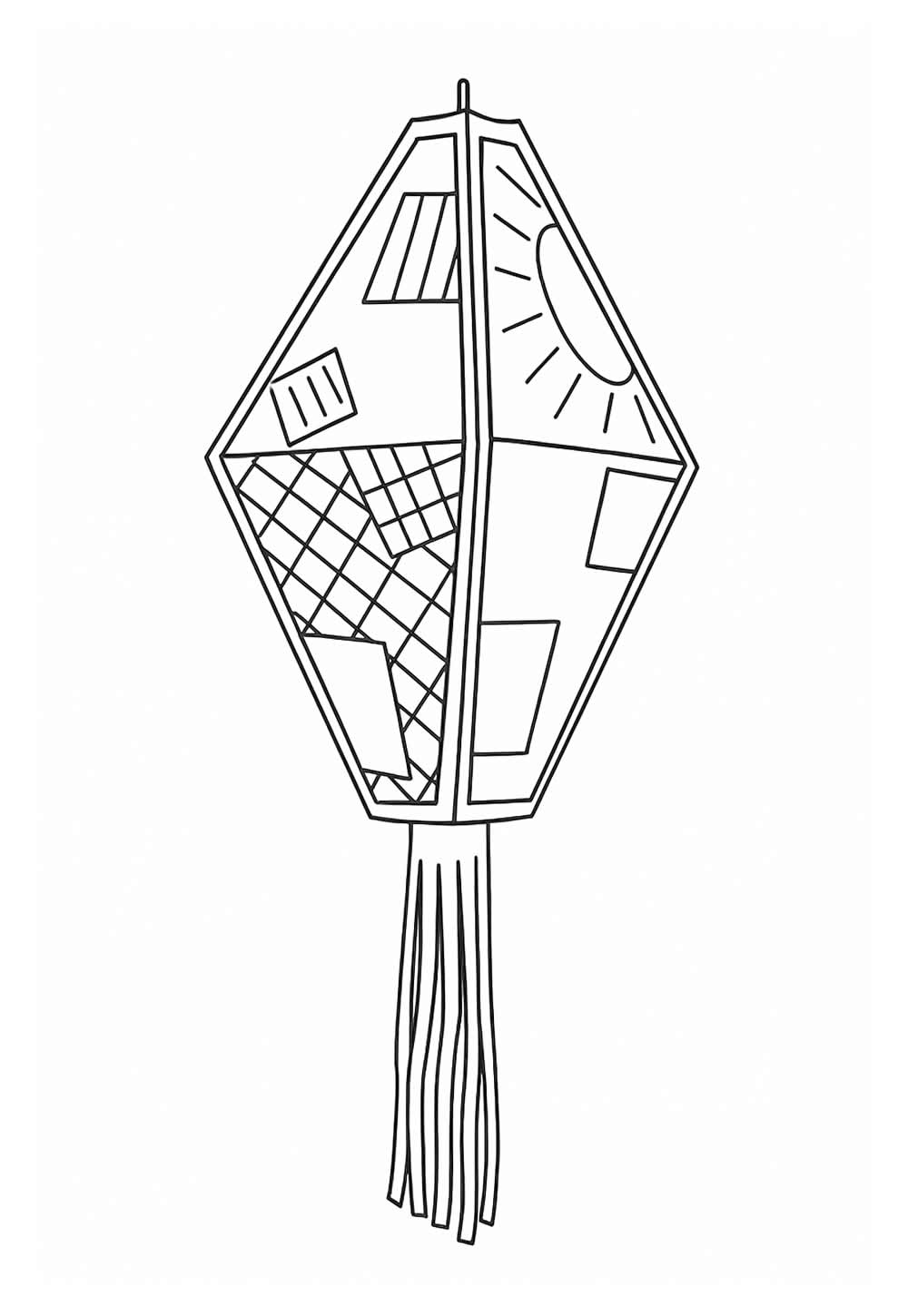 Desenho de Balão Junino para colorir e pintar