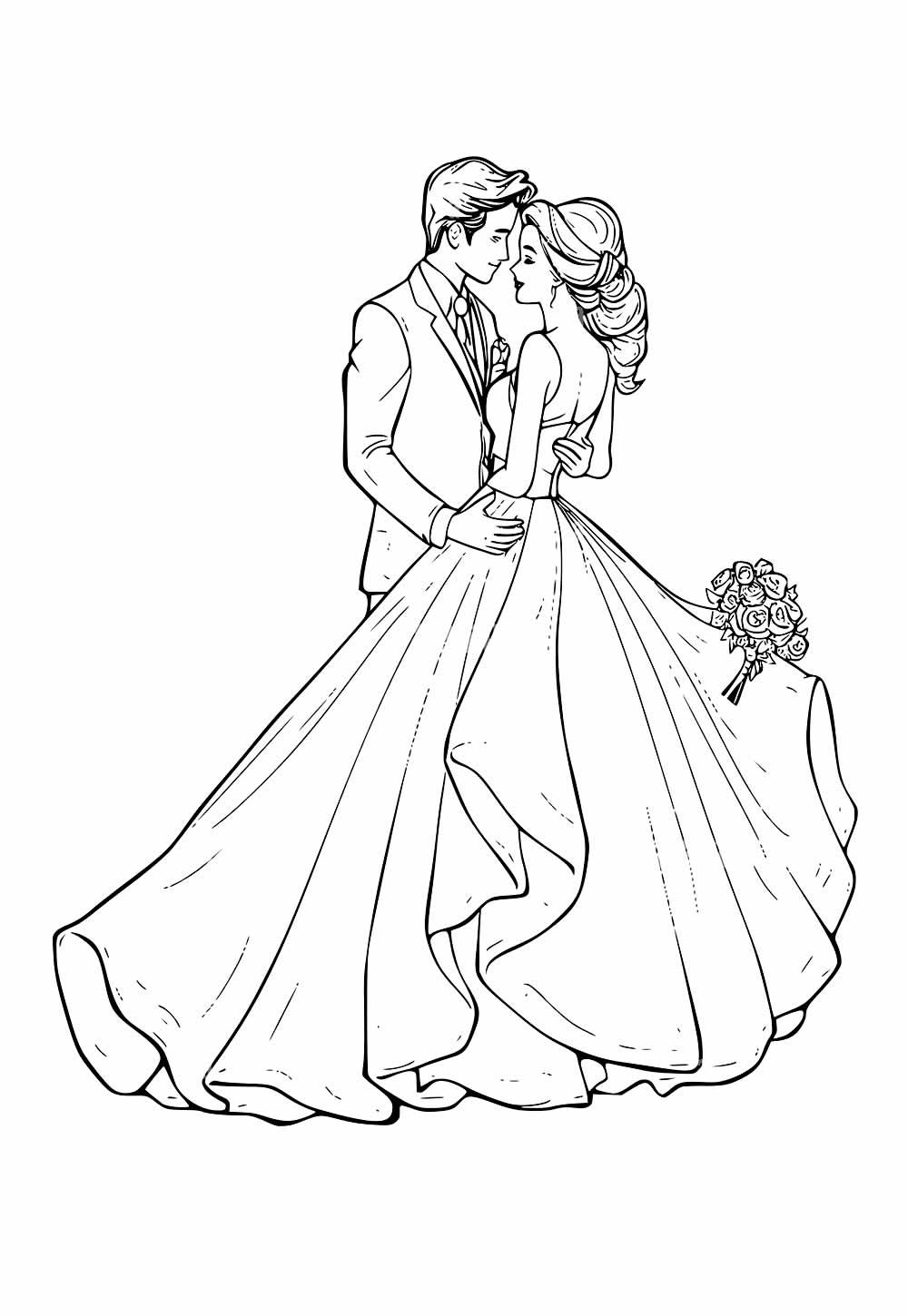 Desenho de Casamento para pintar