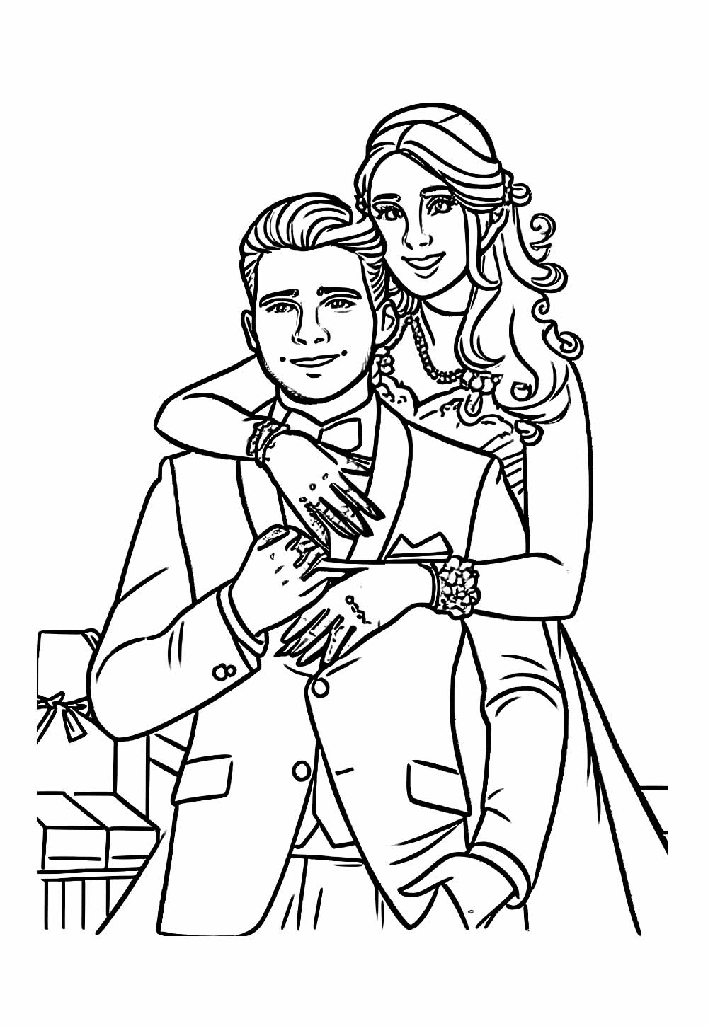Desenho de Casamento para pintar