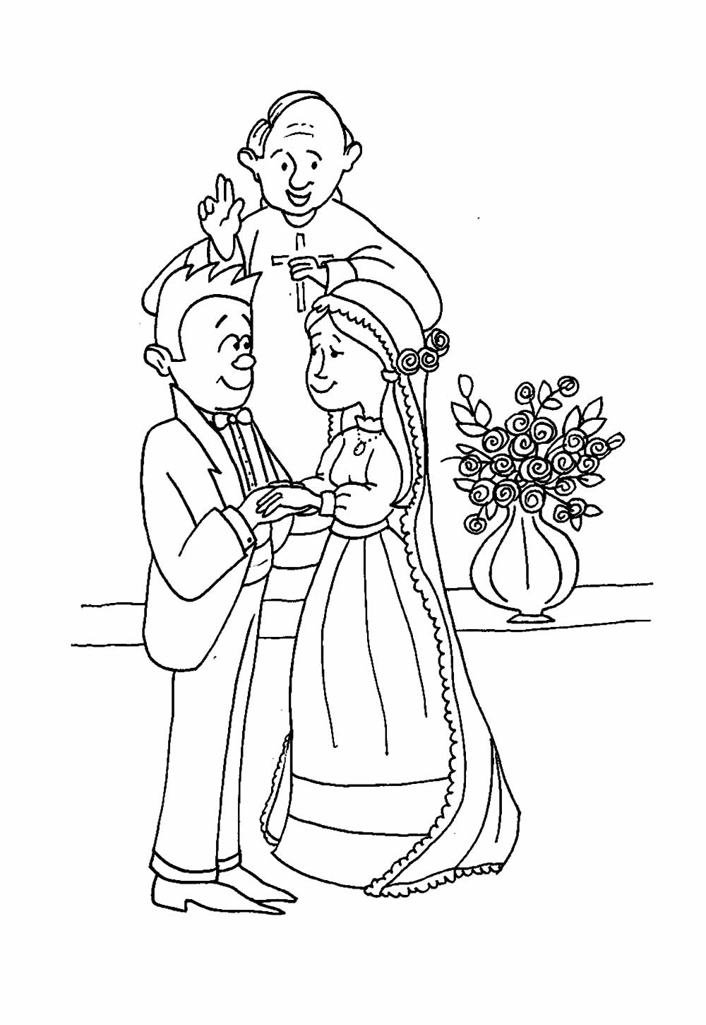 Desenho de Casamento para imprimir e pintar