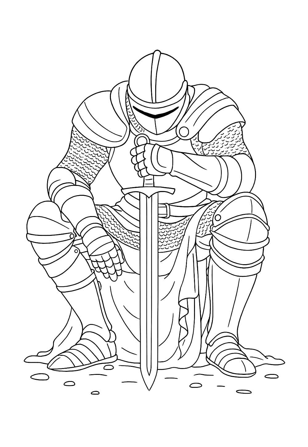 Desenho de Cavaleiro Medieval para colorir