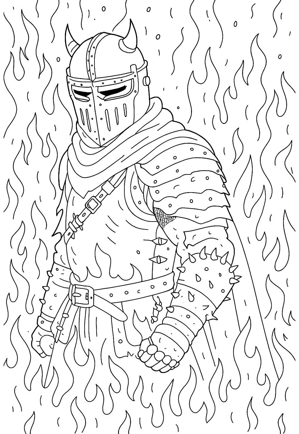 Desenho de Cavaleiros Medievais para imprimir e colorir