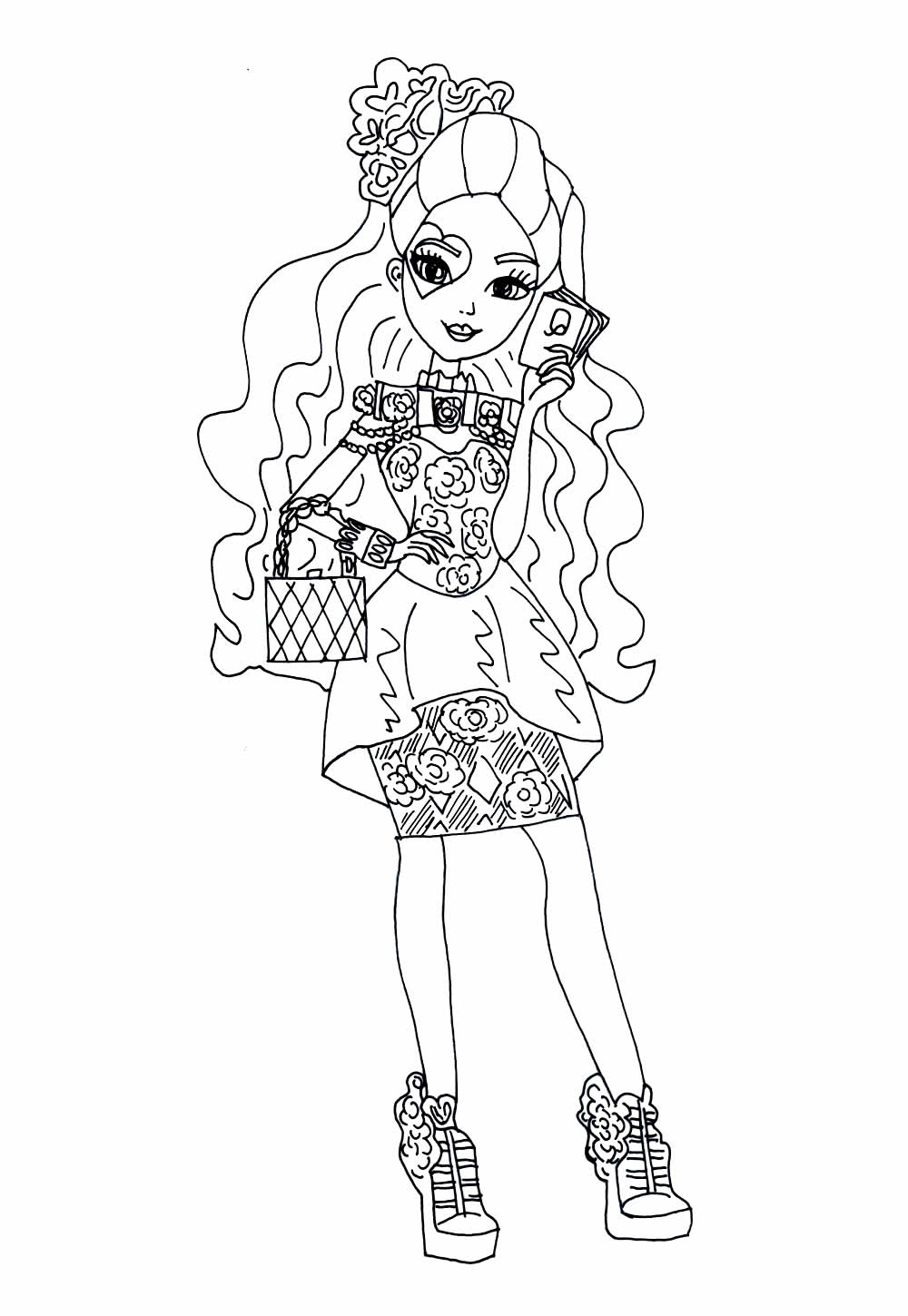 Modelo de Ever After High para imprimir e colorir