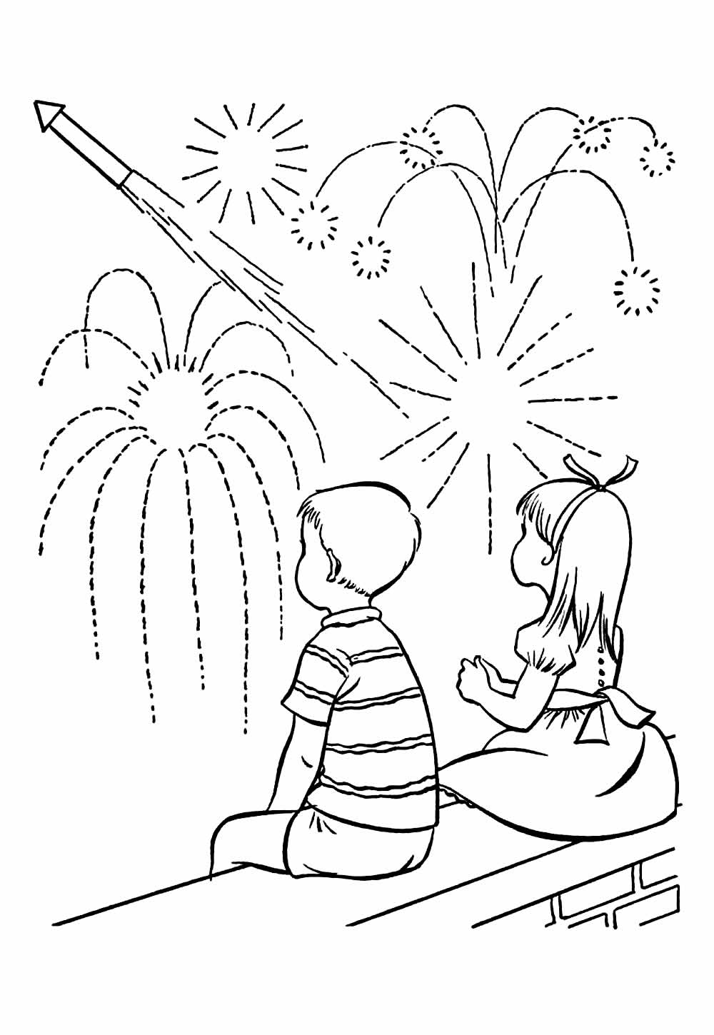Desenho de Fogos de Artifício para colorir