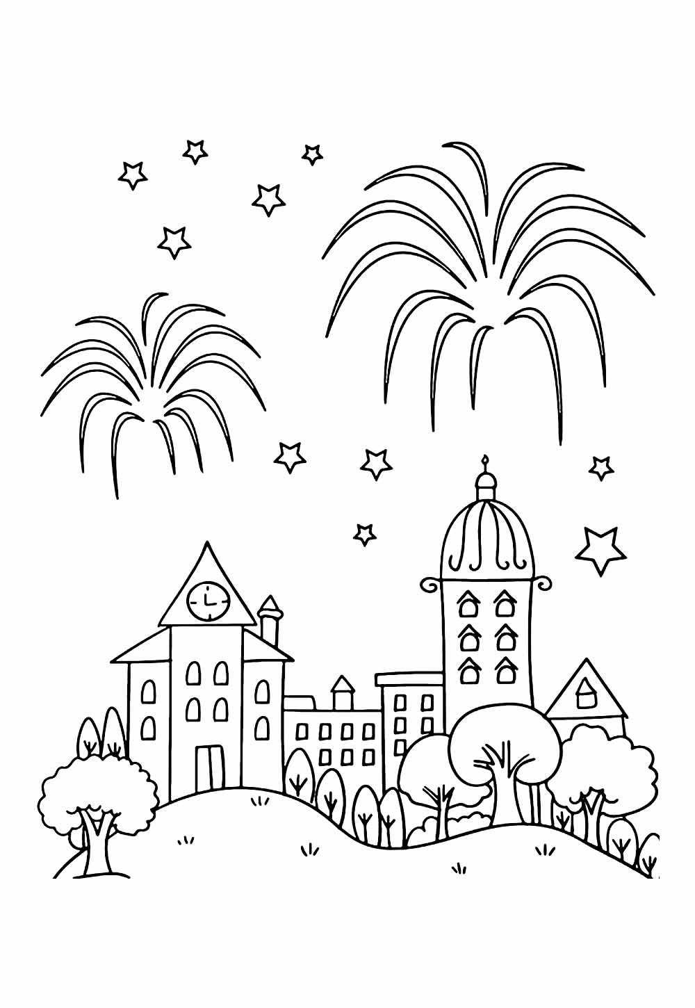Desenho de Fogos de Artifício para colorir