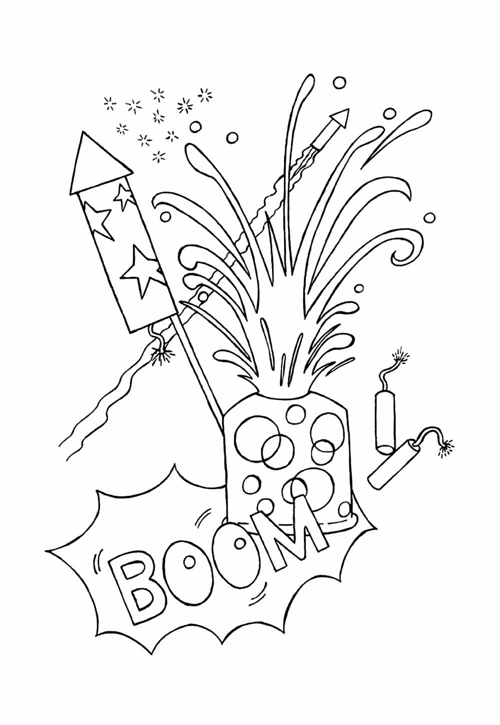 Desenho de Fogos de Artifício para pintar
