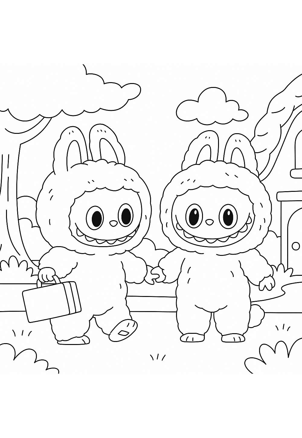 Desenho de Labubu para imprimir e colorir