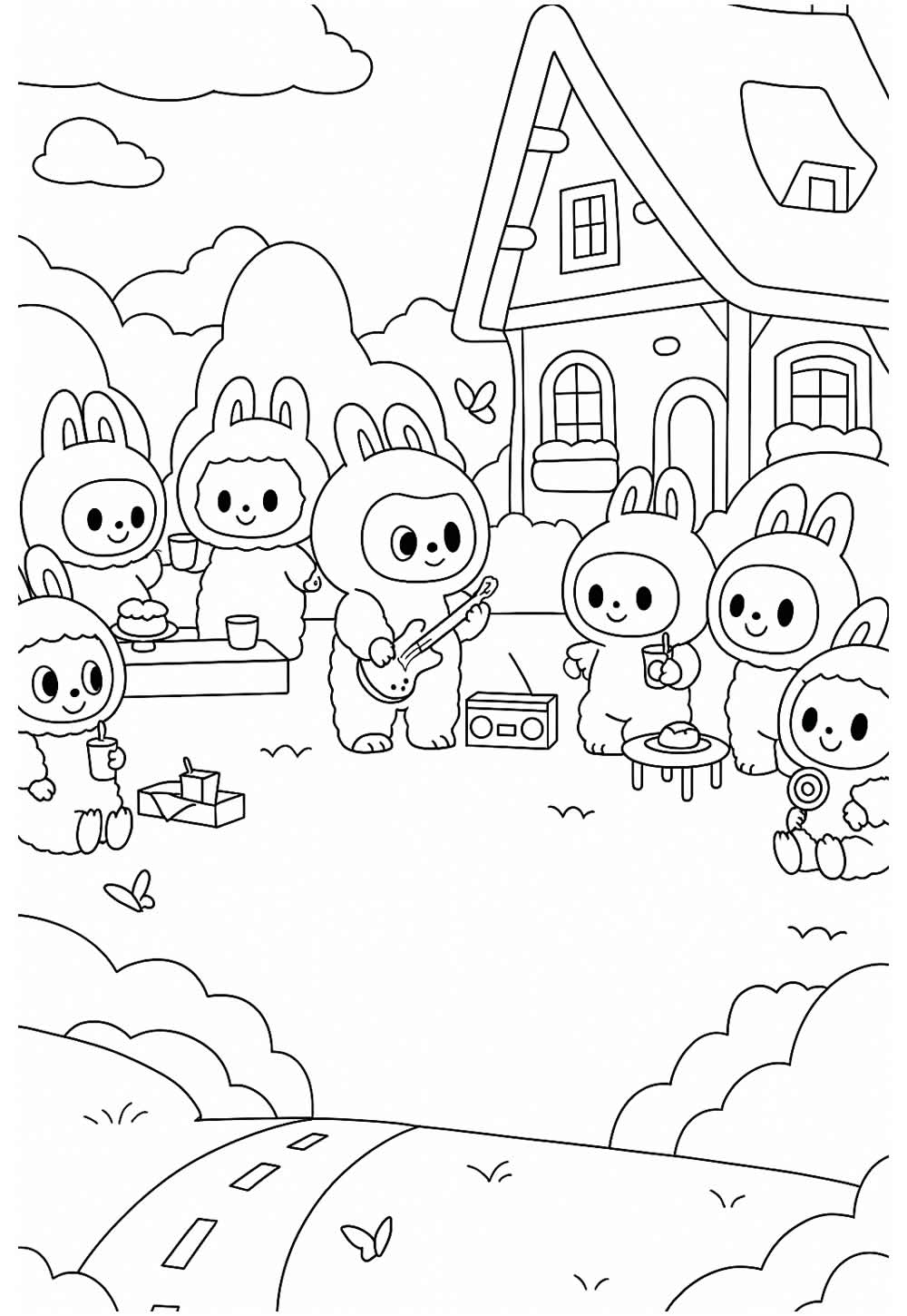 Desenho de Labubu para pintar