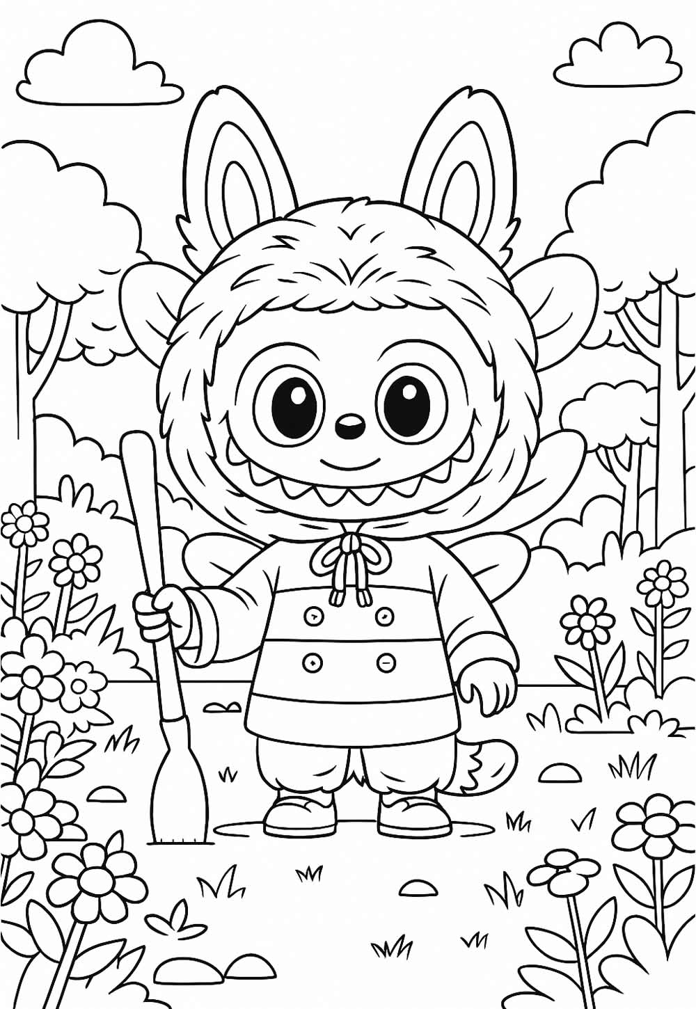 Desenho de Labubu para colorir e pintar